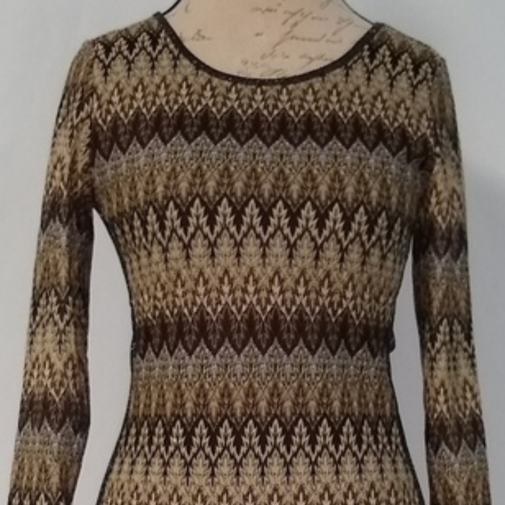 Mystree Brown and Tan Patterned Dress